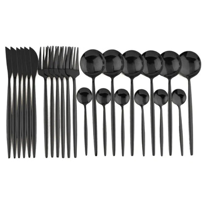 24pcs Black Gold Dinnerware Set